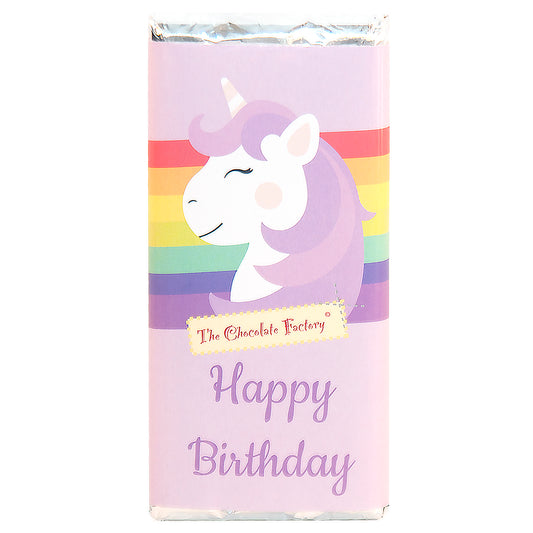 Unicorn Happy Birthday Solid Milk Chocolate 75g Bar