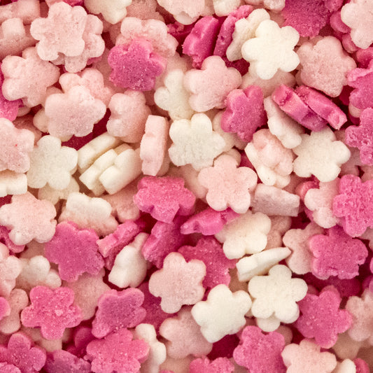 Cerise, Pink & White Flower Sprinkles