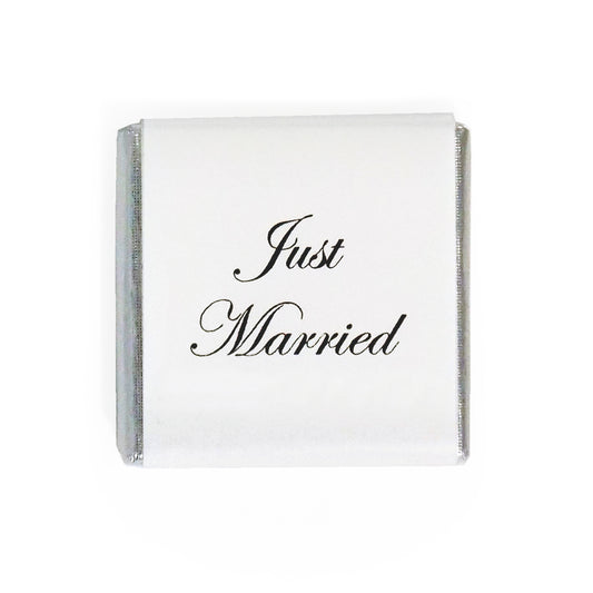 Just Married small wedding chocolate - white silver uk