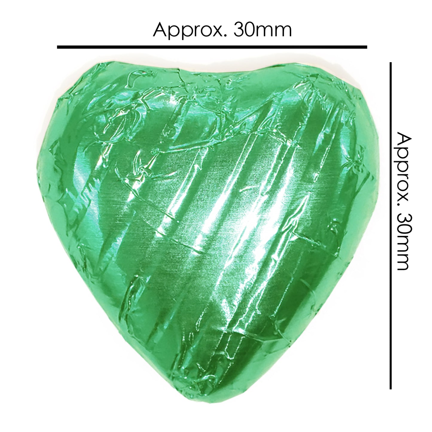 Light Green Foiled Chocolate Hearts Wedding Favours Size