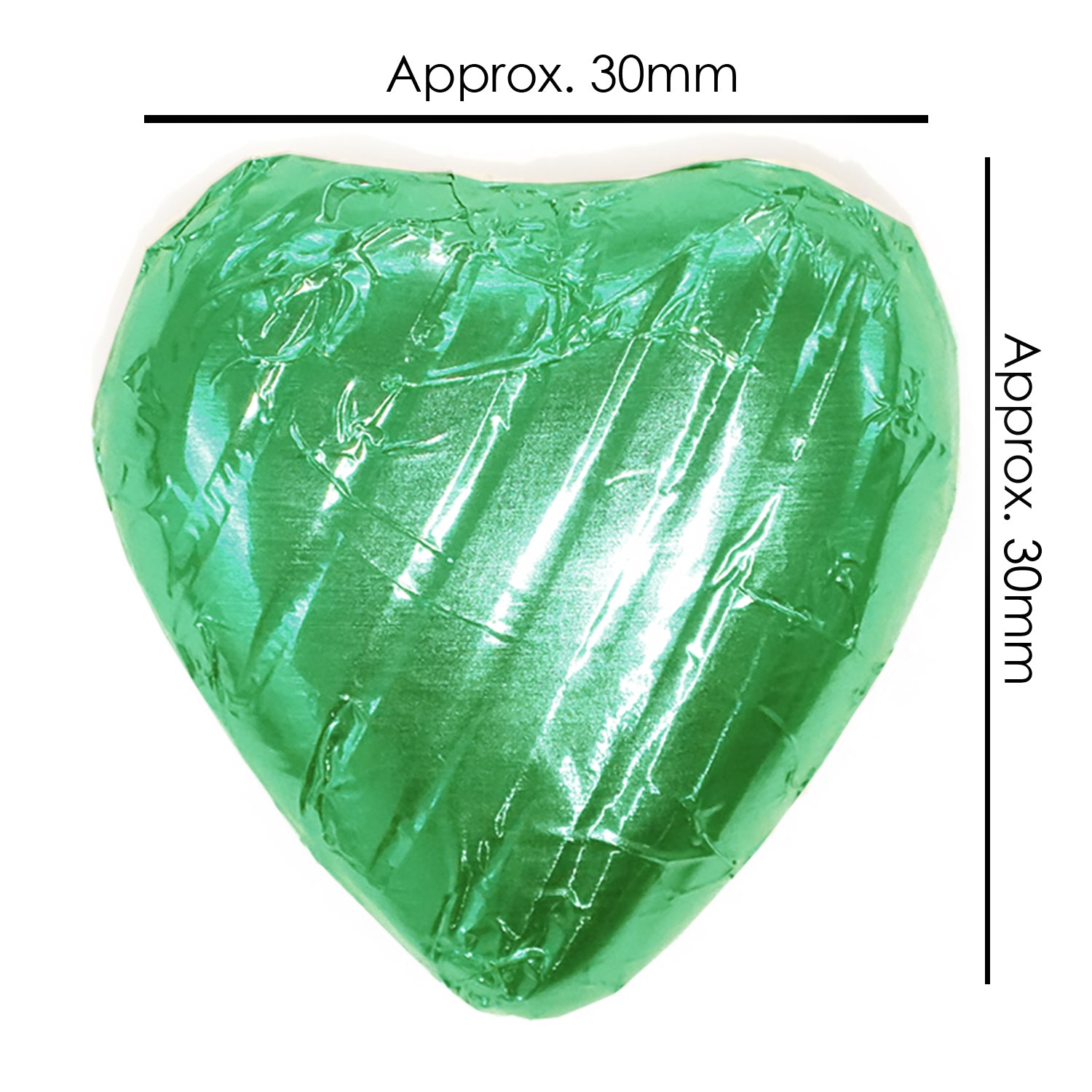 Light Green Foiled Chocolate Hearts Wedding Favours Size