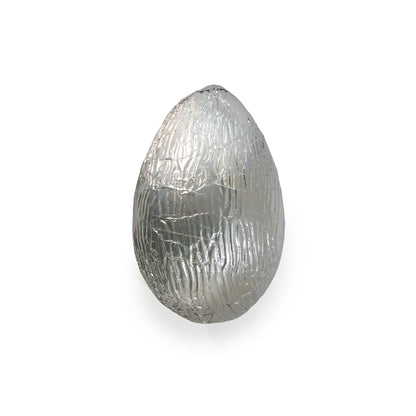 Chocolate Easter egg with silver foil