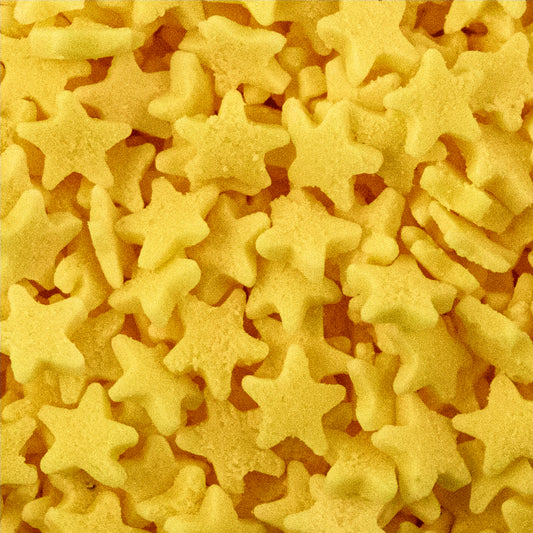 A close-up view of small star-shaped sprinkles.