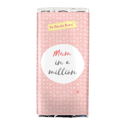 Chocolate bar for mum, Mother's Day milk chocolate bar, mum in a million