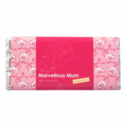 a Mother's Day chocolate bar made from milk chocolate, wrapped in elegant pink packaging, perfect for a gourmet gift