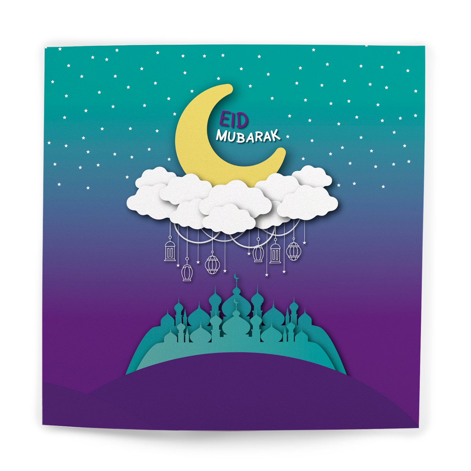 Eid-card-Eid-mubarak-Moon and cloud -Michton-Uk