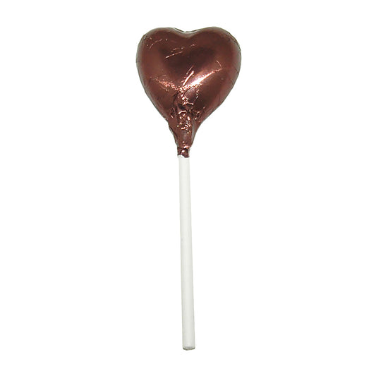 Brown Foiled Chocolate Heart Lollipop Wedding Favours