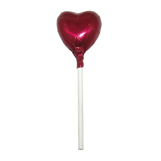 Burgundy Foiled Chocolate Heart Lollipop Wedding Favours