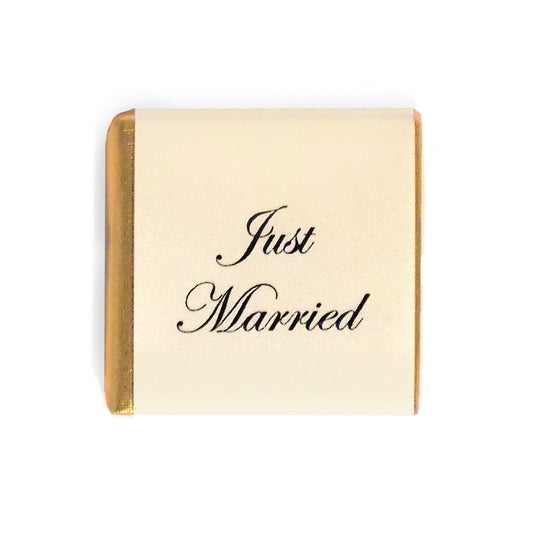 Just Married gold ivory small wedding chocolate