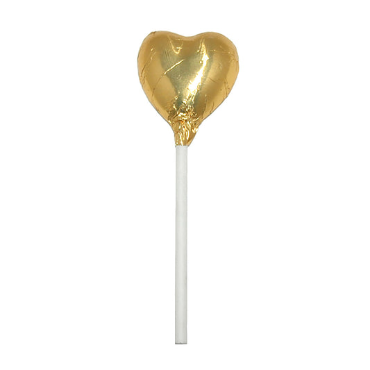 Gold Foiled Chocolate Heart Lollipop Wedding Favours