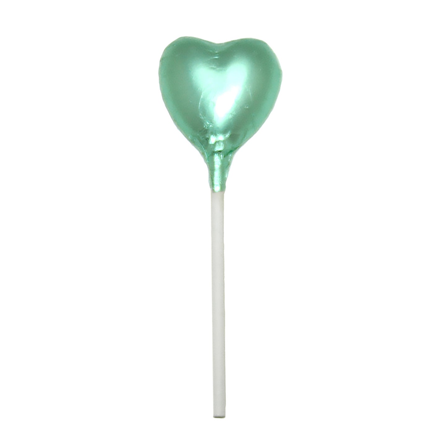 Mint Hydrangea Green Foiled Chocolate Heart Lollipop Wedding Favours