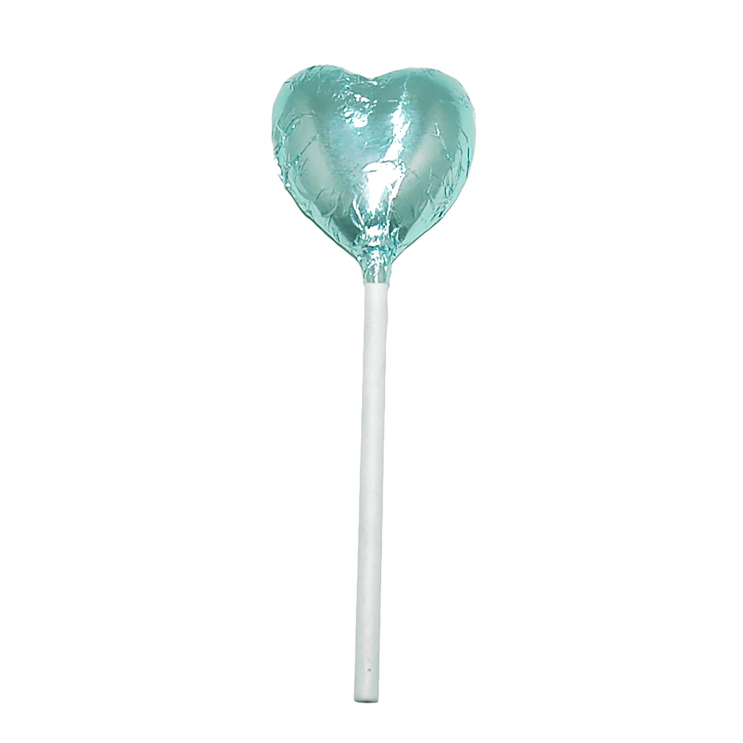 Light Blue Foiled Chocolate Heart Lollipop Wedding Favours