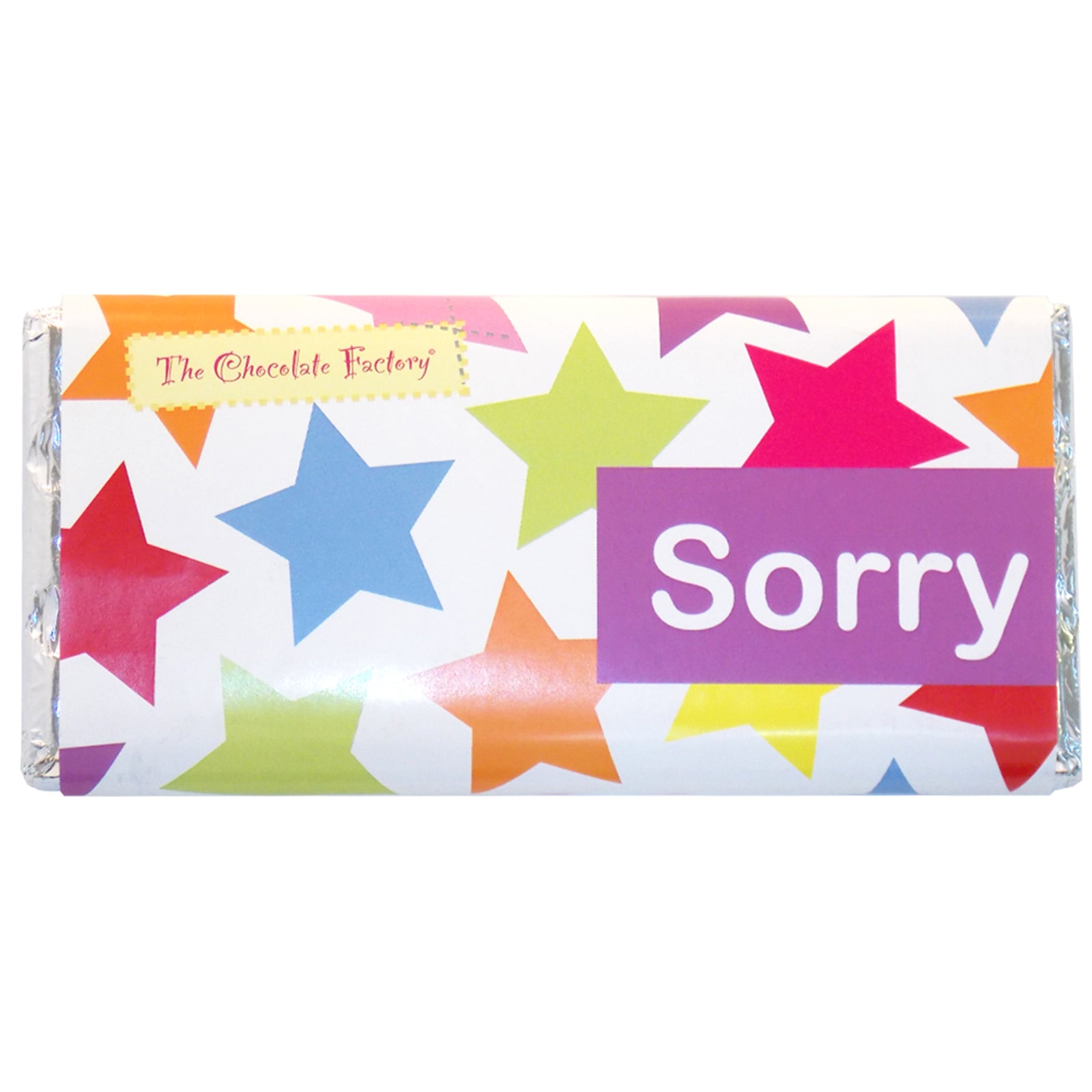 Sorry Star Design Solid Milk Chocolate 75g Bar