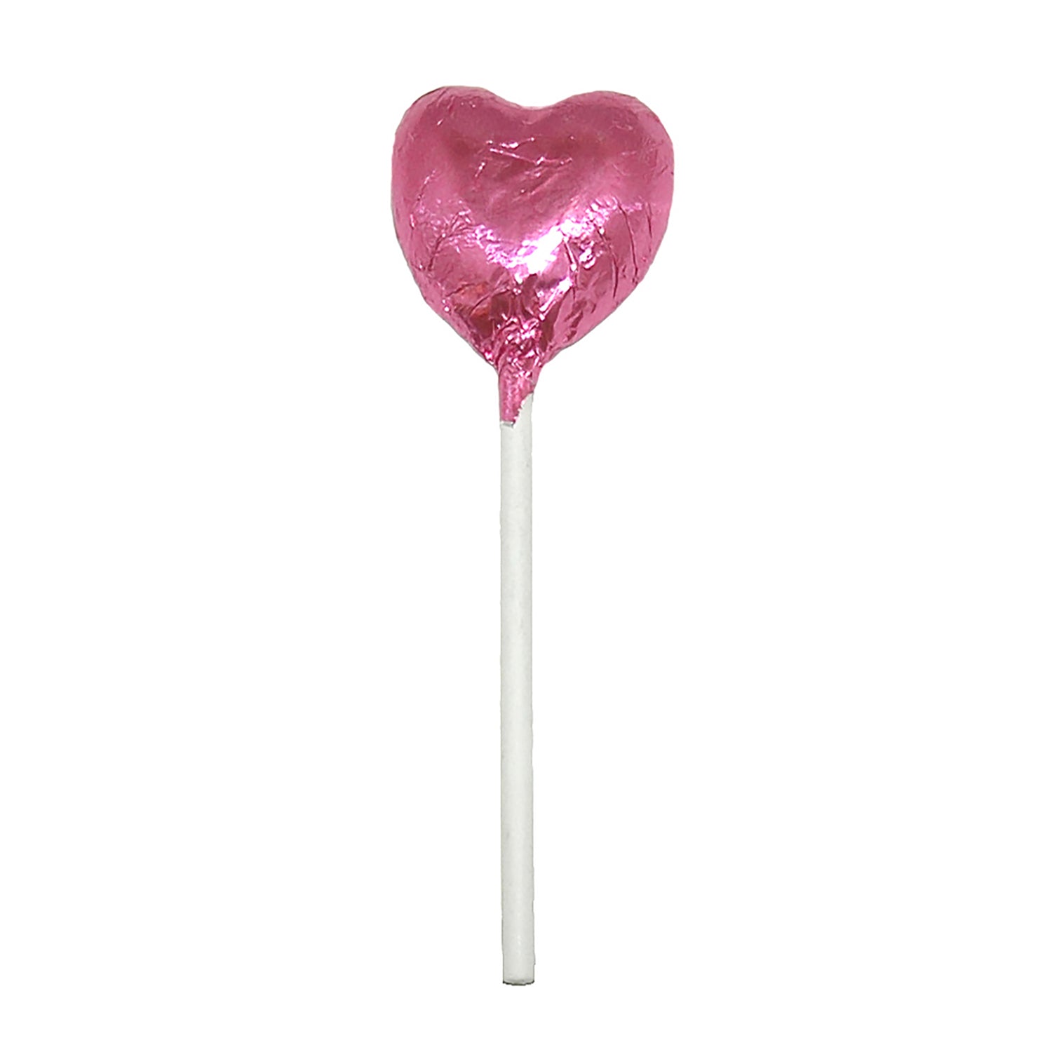 Pink Foiled Chocolate Heart Lollipop Wedding Favours
