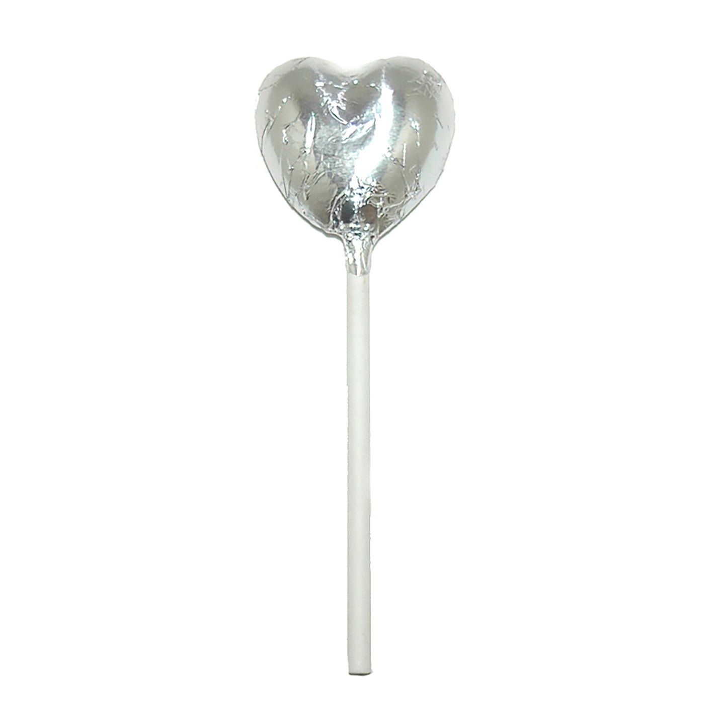 Silver Foiled Chocolate Heart Lollipop Wedding Favours