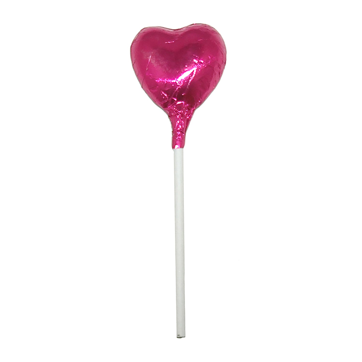 Cerise Foiled Chocolate Heart Lollipop Wedding Favours