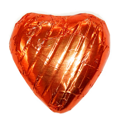 Orange Foiled Chocolate Hearts Wedding Favours Wrapped
