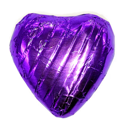 Purple Foiled Chocolate Hearts Wedding Favours Wrapped