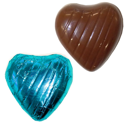 Turquoise Foiled Chocolate Hearts Wedding Favours