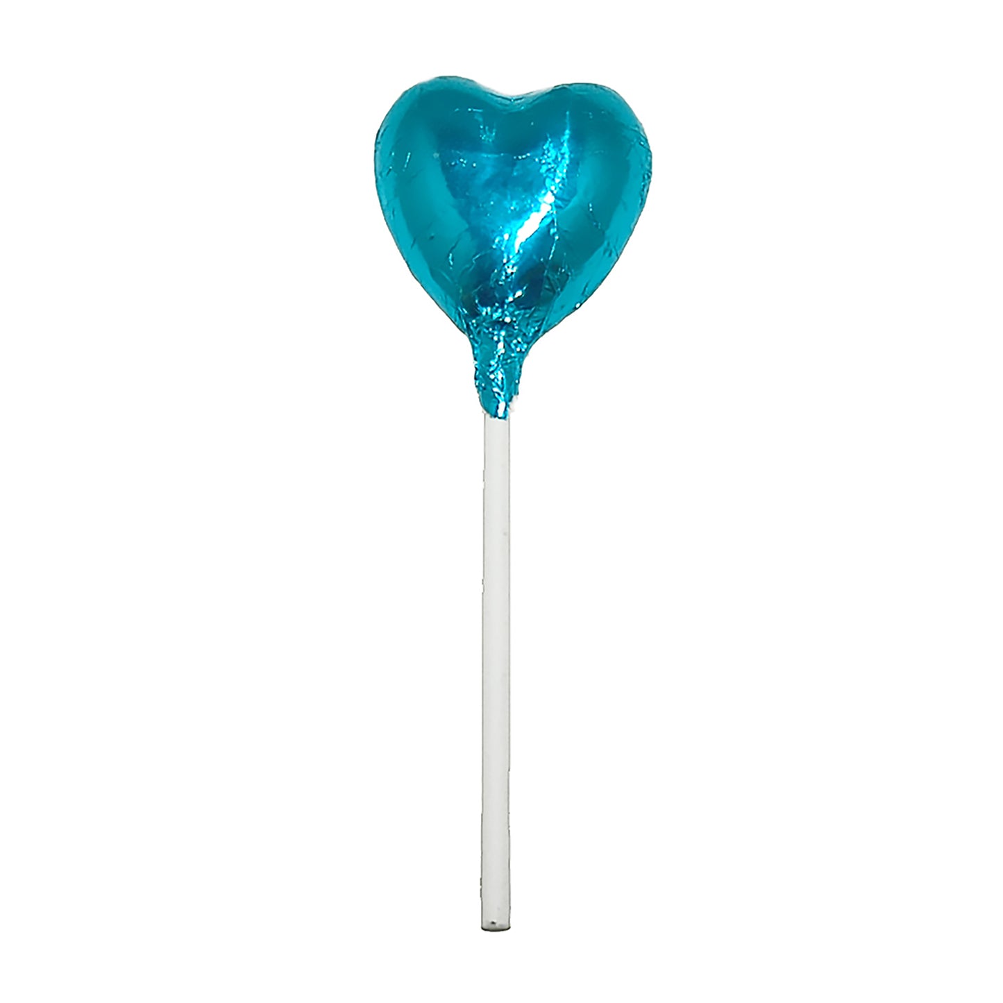 Turquoise Foiled Chocolate Heart Lollipop Wedding Favours